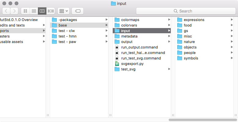 Screenshot of some of the folders and files involved in the export script.