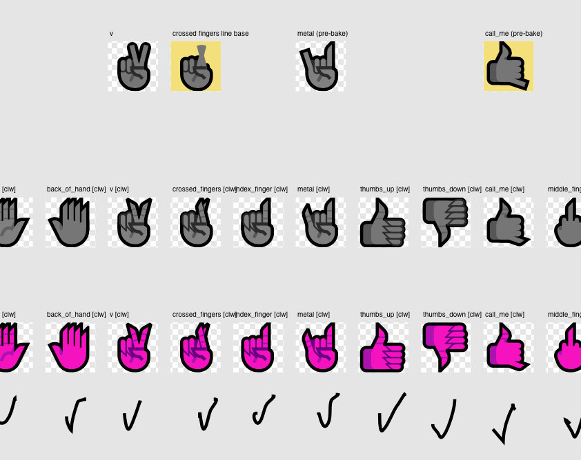 A screenshot of a section of the master file for claw hand emoji.